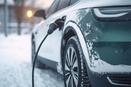 E-Auto wird im Winter geladen