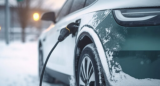 E-Auto wird im Winter geladen