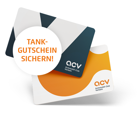 Mitgliedskarten Komfort und Premium des ACV mit dem Texthinweis: Tankgutschein sichern!