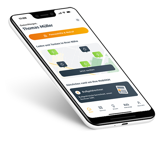 mockup von einem smartphone, auf dem die acv app geöffnet ist