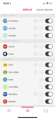 Screenshot von einer App Übersicht