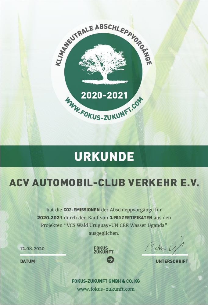 ACV Klimaschutzzertifikat