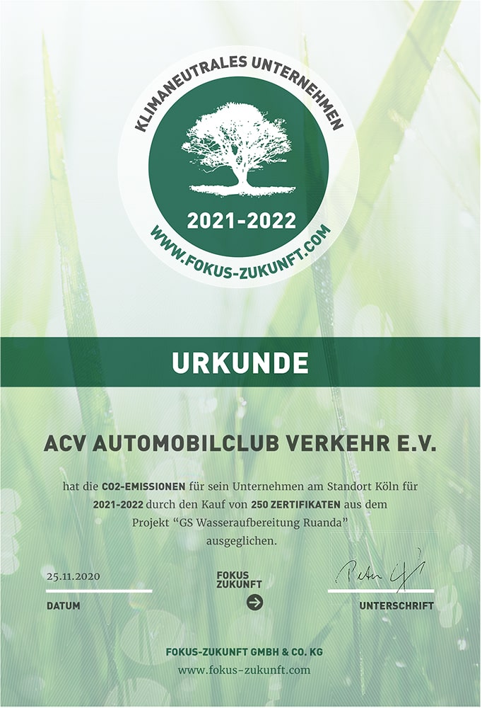 ACV Klimaschutzzertifikat
